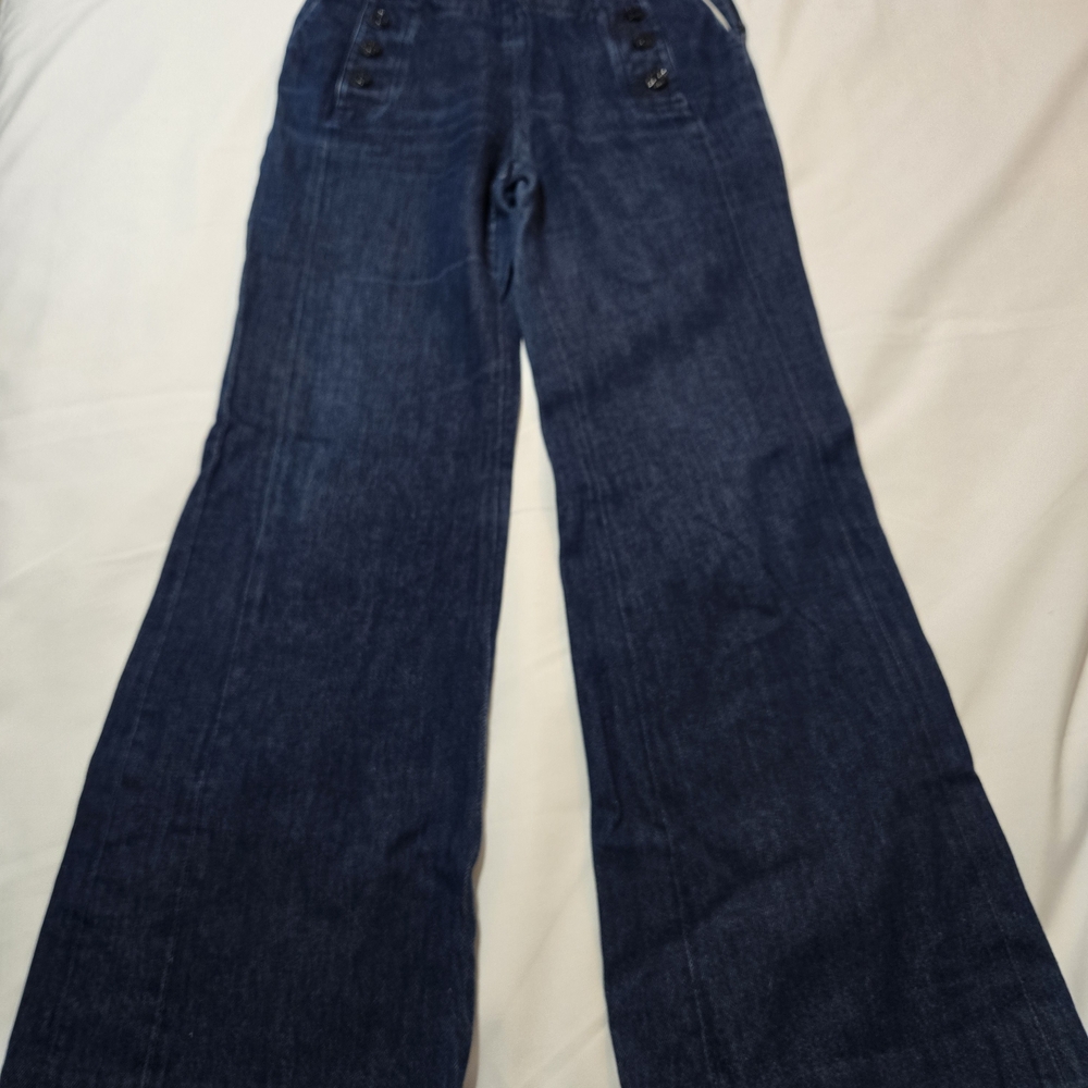 Sandro Navy Flared Wide-Leg Jeans